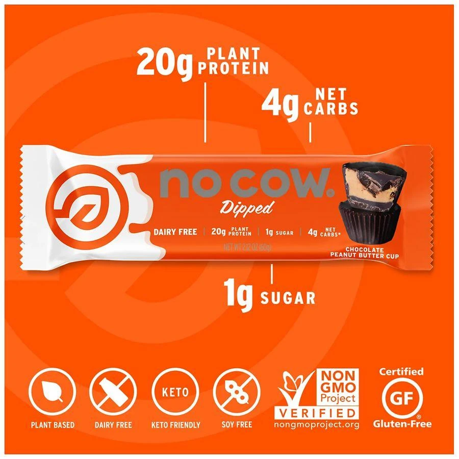 商品No Cow|Dipped Protein Bar Chocolate Peanut Butter Cup,价格¥25,第4张图片详细描述