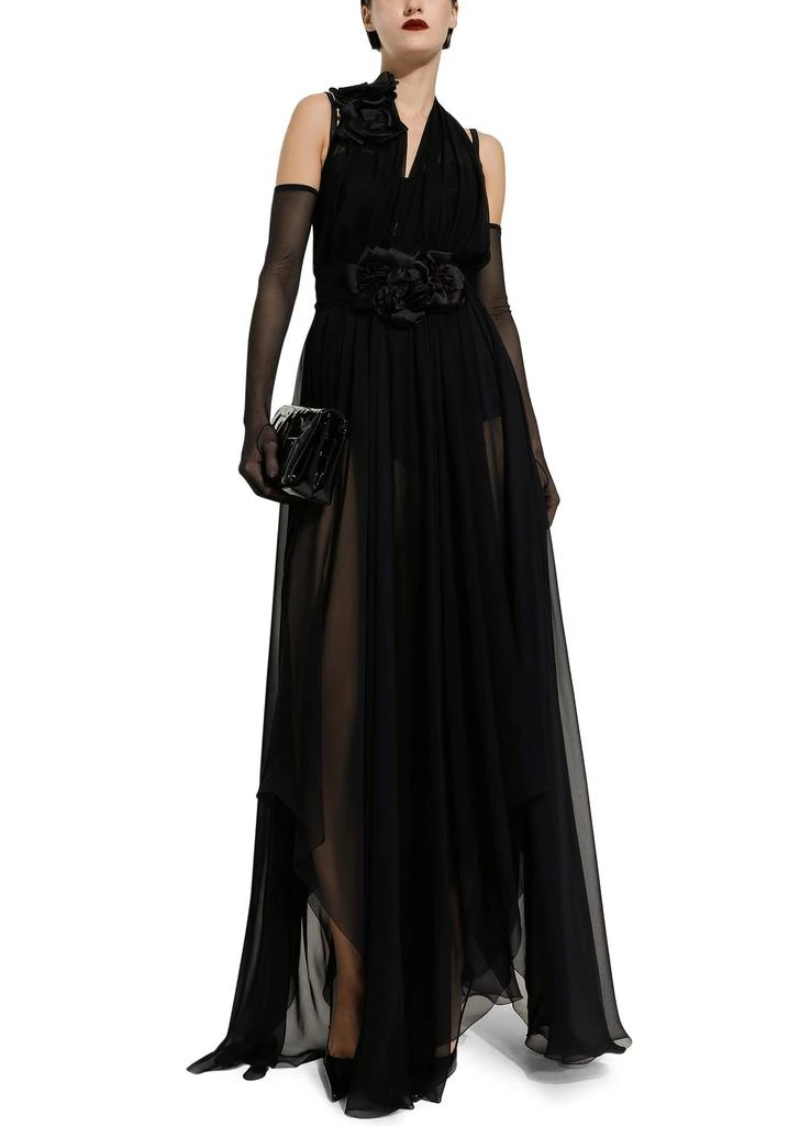 商品Dolce & Gabbana|花朵装饰真丝雪纺长款连衣裙,价格¥44715,第5张图片详细描述