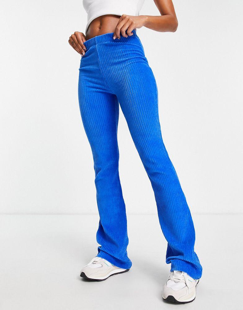Topshop stretchy cord flared trouser in cobolt blue商品第1张图片规格展示