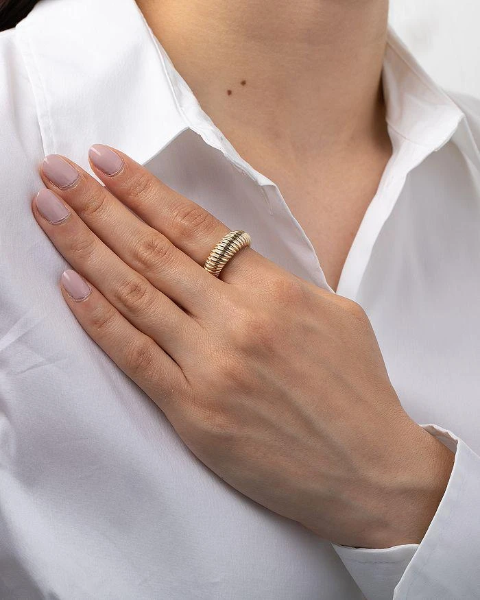 商品Zoe Lev|14K Yellow Gold Ribbed Dome Ring,价格¥5075,第3张图片详细描述