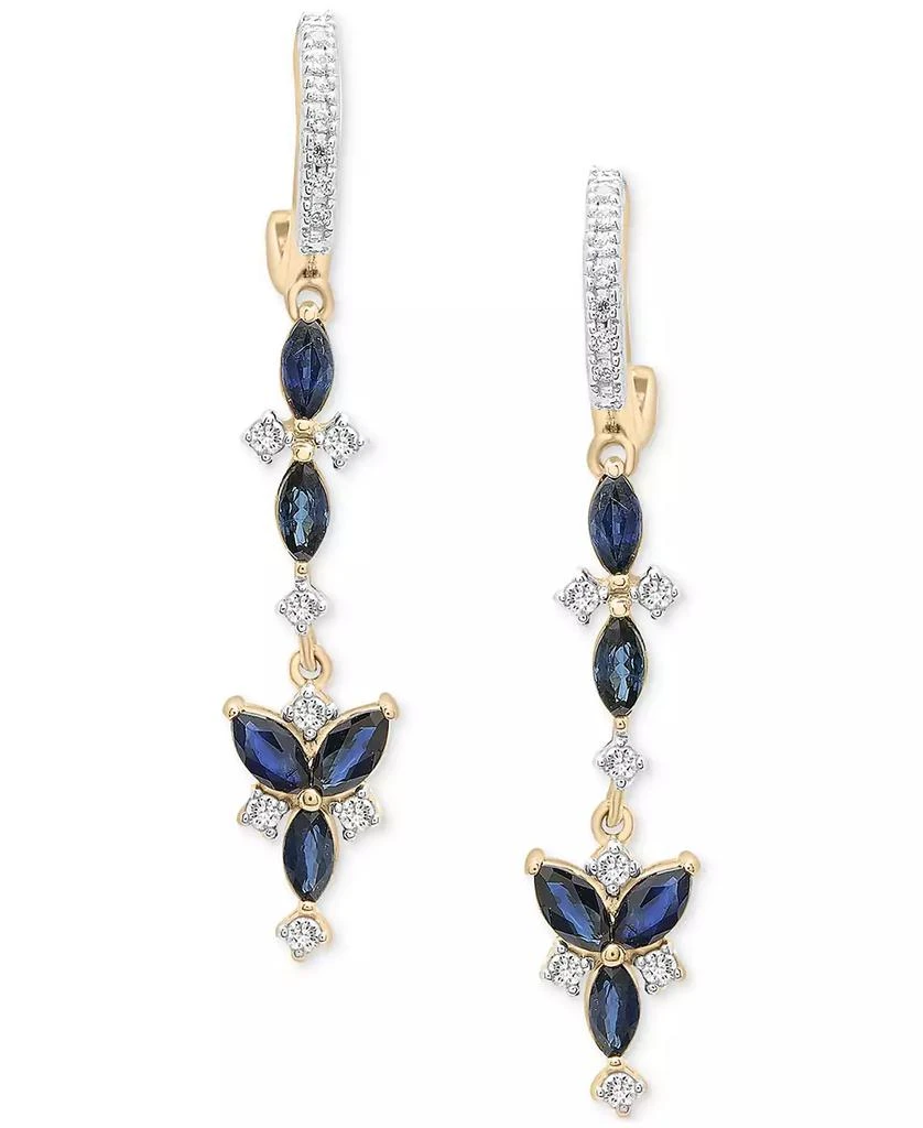 商品Macy's|Sapphire (1 ct. tw) & Diamond (1/5 ct. tw.) Drop Earrings in 14k Gold,价格¥4971,第1张图片