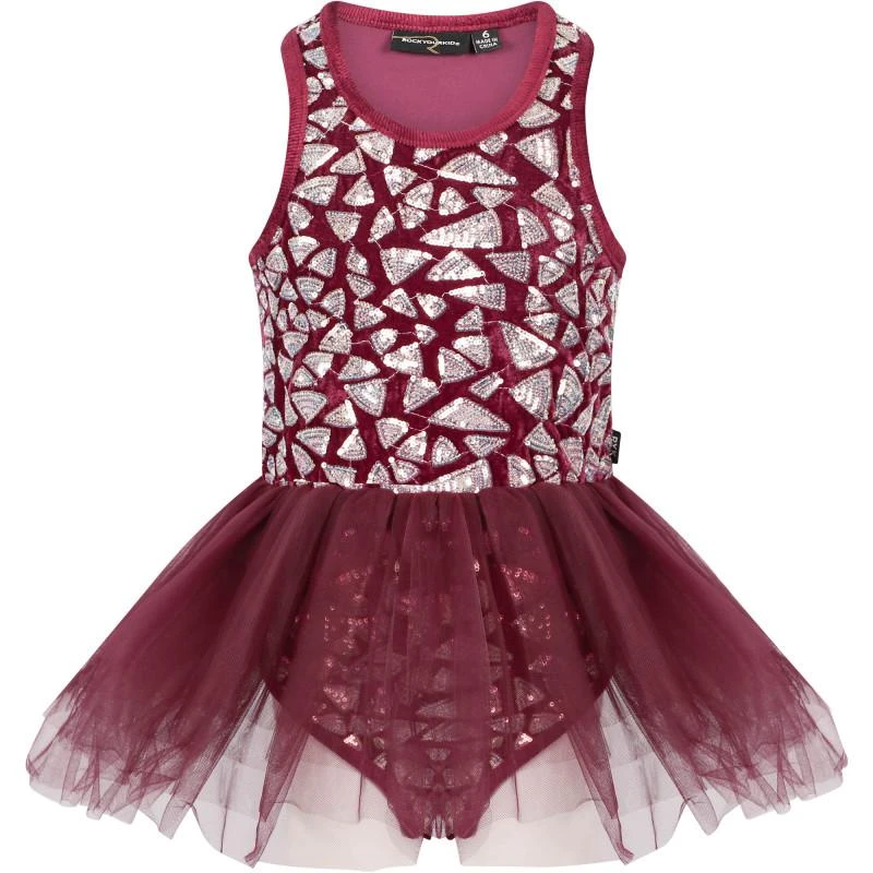 商品Rock Your Baby|Sequins embellishment leotard with tulle ruffle in burgundy,价格¥1262,第1张图片