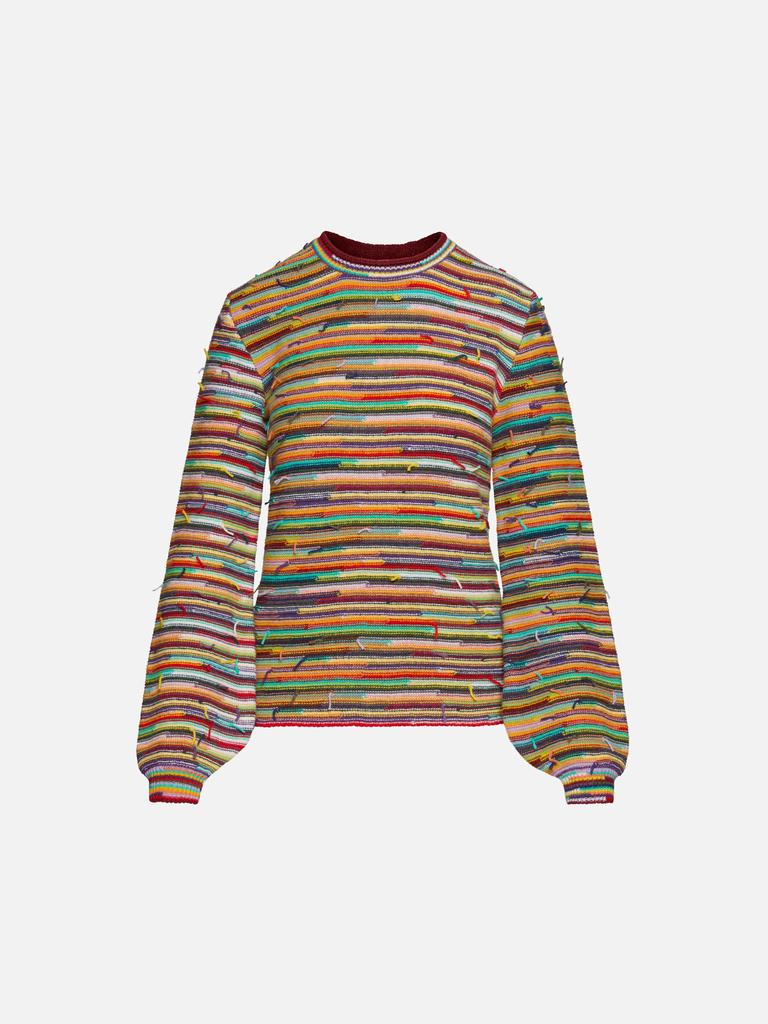 Striped Cashmere Wool Blend Crewneck Sweater商品第1张图片规格展示