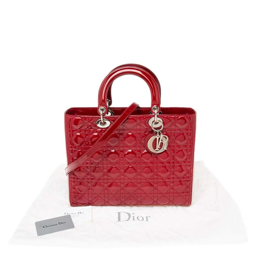 Dior Dark Red Cannage Patent Leather Large Lady Dior Tote 商品