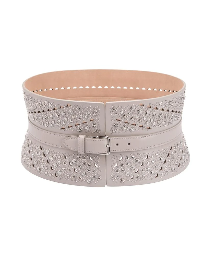 商品Alaïa|Alaia Corset Belt In Pearl Grey Leather With Micro Studs Pattern,价格¥8558,第1张图片