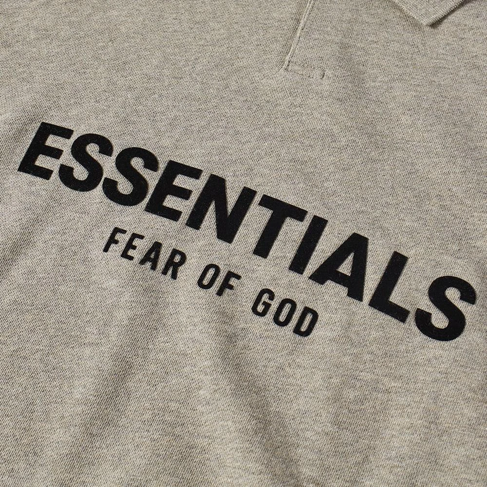 商品Essentials|FEAR OF GOD ESSENTIALS Kids Logo Long Sleeve Polo - Dark Oatmeal,价格¥293,第3张图片详细描述