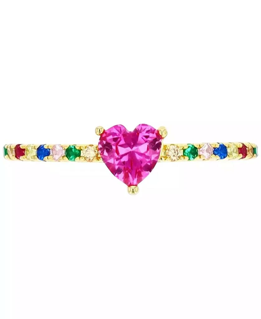 商品Macy's|Lab-Grown Multi-Gemstone (1-1/4 ct. t.w.) & Cubic Zirconia Heart Ring in 14k Gold-Plated Sterling Silver,价格¥208,第1张图片