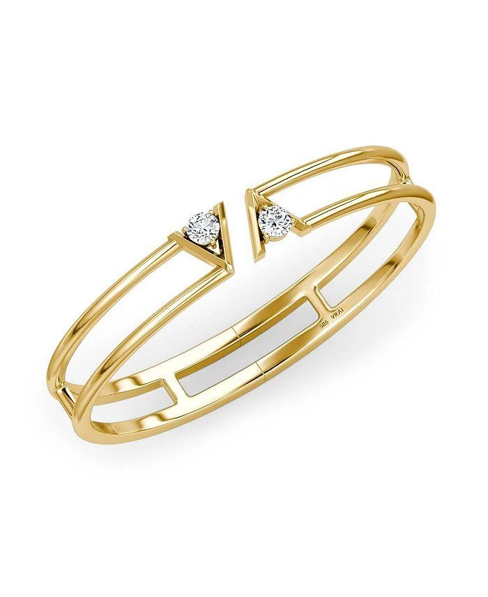 商品VRAI|V Double Row Plain Bangle Bracelet in 14K Gold with .50ctw Round Brilliant Lab Grown Diamonds,价格¥32136,第2张图片详细描述