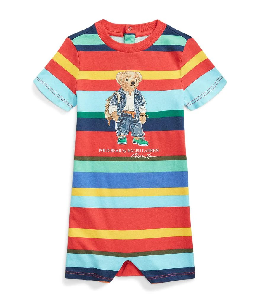 商品Ralph Lauren|Polo Bear Striped Cotton Shortall (Infant),价格¥369,第1张图片