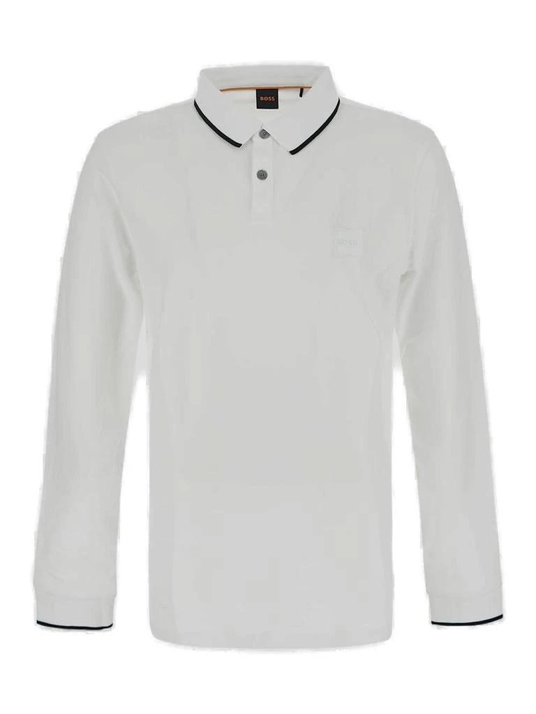 商品Hugo Boss|Hugo Boss Logo Patch Long-Sleeved Polo Shirt,价格¥426,第1张图片