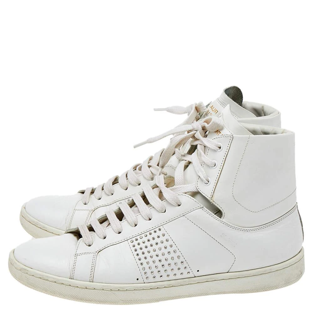 商品[二手商品] Yves Saint Laurent|Saint Laurent White Leather Signature Court Classic SL/01H High Top Sneakers Size 37.5,价格¥1001,第4张图片详细描述