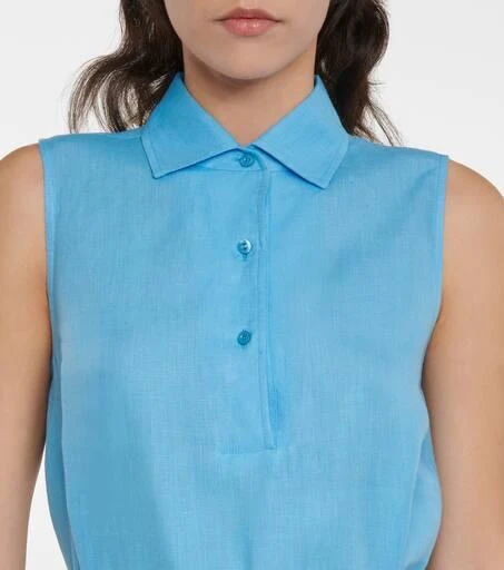 商品Loro Piana|配腰带亚麻衬衫式连衣裙,价格¥17382,第4张图片详细描述