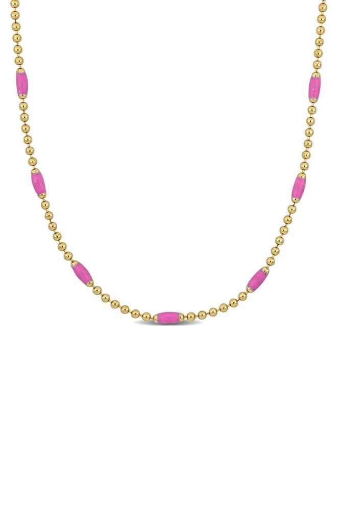 商品DELMAR|18K Gold Plated Sterling Silver Pink Enamel Station Ball Chain Necklace,价格¥536,第1张图片
