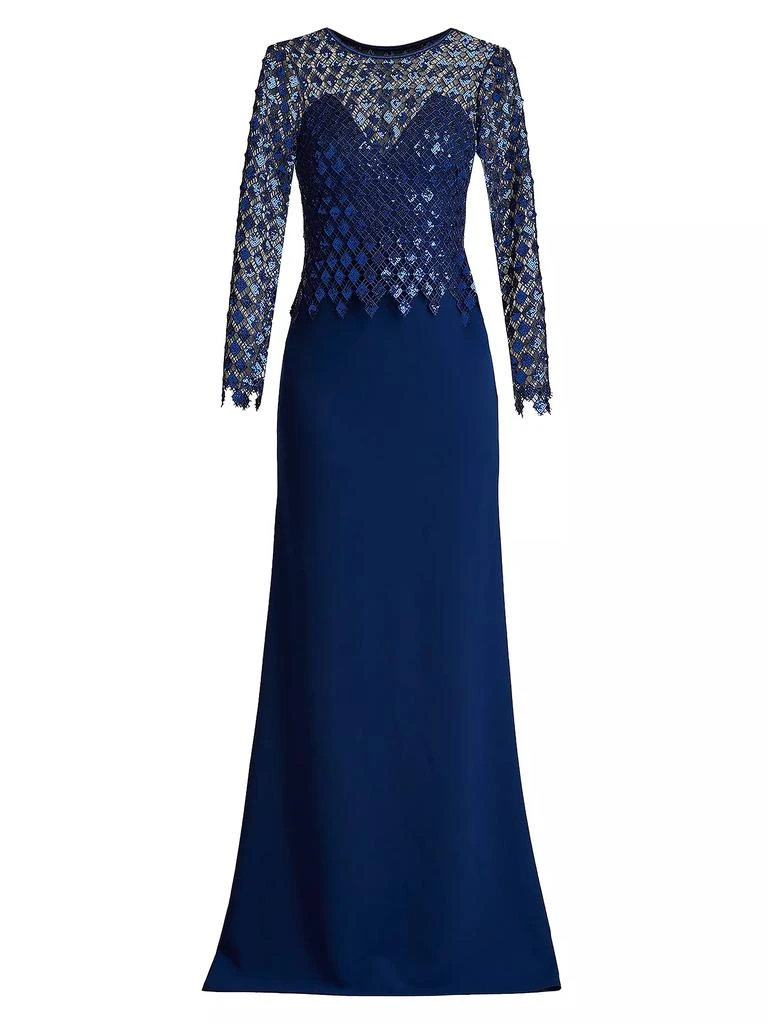 商品Tadashi Shoji|Sequined Diamond Crepe Gown,价格¥3577,第1张图片
