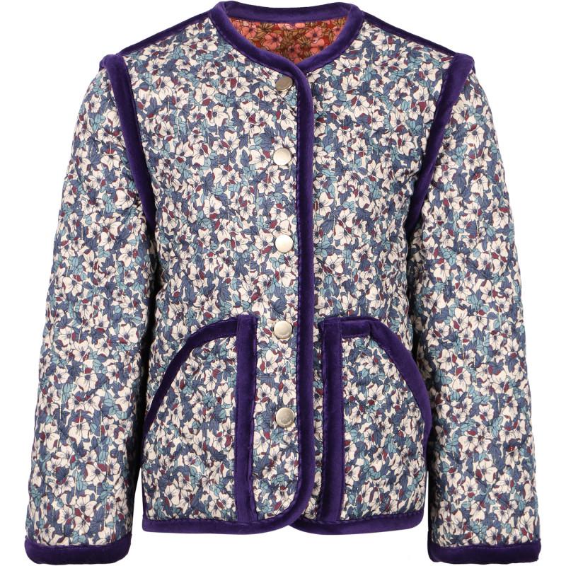 Floral print reversible jacket in blue and terracotta商品第2张图片规格展示