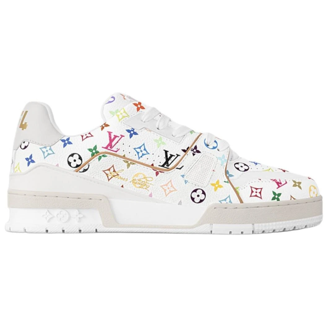 商品[国内直发] Louis Vuitton|村上隆/Takashi Murakami x  Trainer 皮革 圆头系带 低帮 板鞋 女款 白色,价格¥14544,第3张图片详细描述