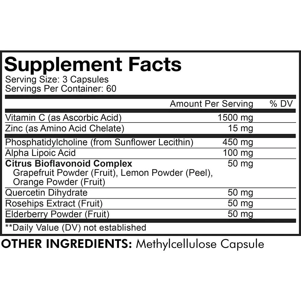 商品Codeage|Liposomal Vitamin C, Citrus Bioflavonoids, Elderberry Powder,价格¥269,第3张图片详细描述
