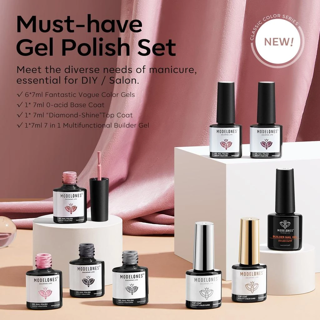 商品[国内直发] MODELONES|Hot Stuff - 9Pcs 6 Colors Gel Nail Polish Kit,价格¥171,第2张图片详细描述