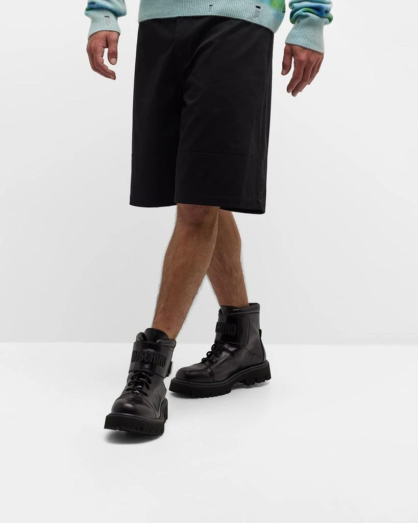 商品Moschino|Men's Leather Logo Combat Boots,价格¥7312,第2张图片详细描述