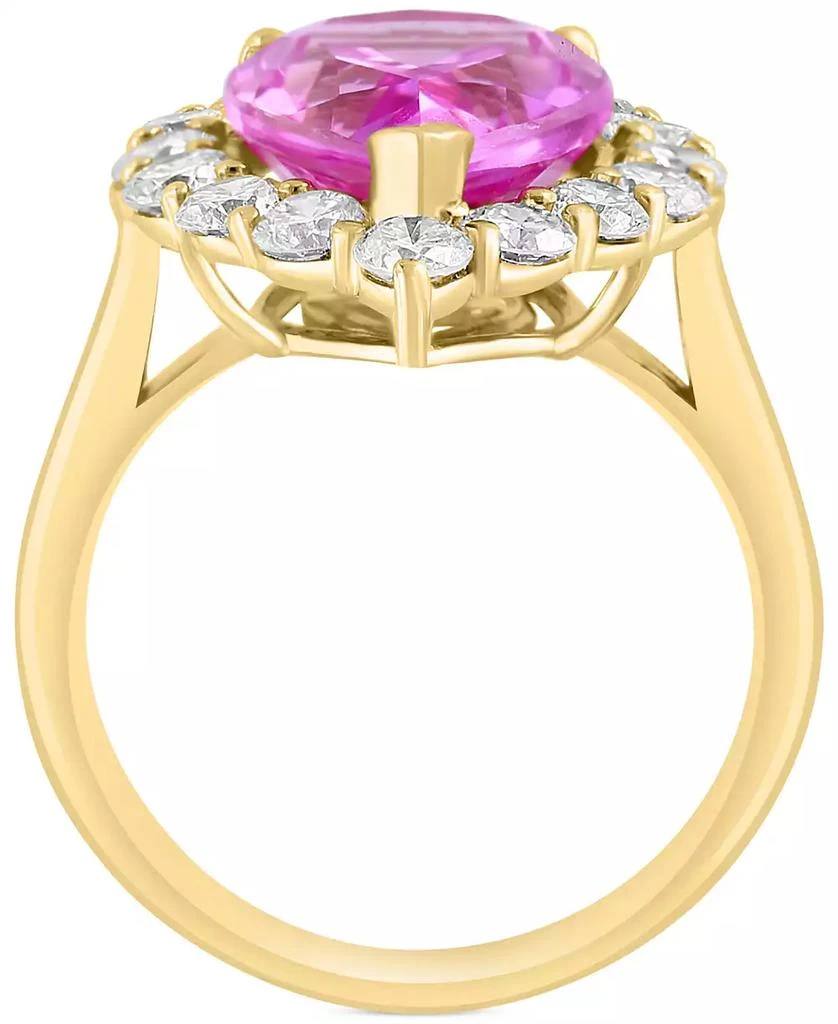 商品Effy|EFFY® Lab Grown Pink Sapphire (5-5/8 ct. t.w) & Lab Grown Diamond (1-1/3 ct. t.w.) Halo Ring in 14k Gold,价格¥10463,第4张图片详细描述