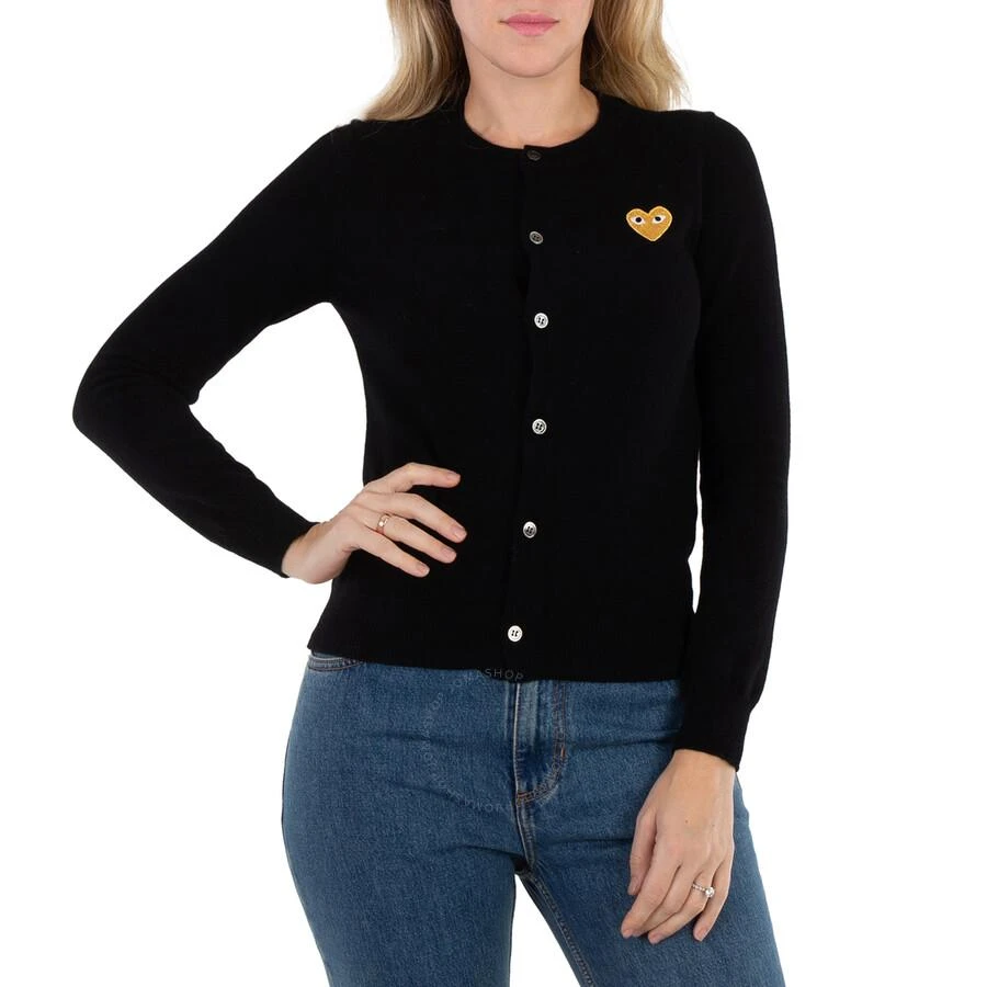 商品Comme des Garcons|Ladies Gold Heart Crewneck Cardigan In Black,价格¥1479,第2张图片详细描述