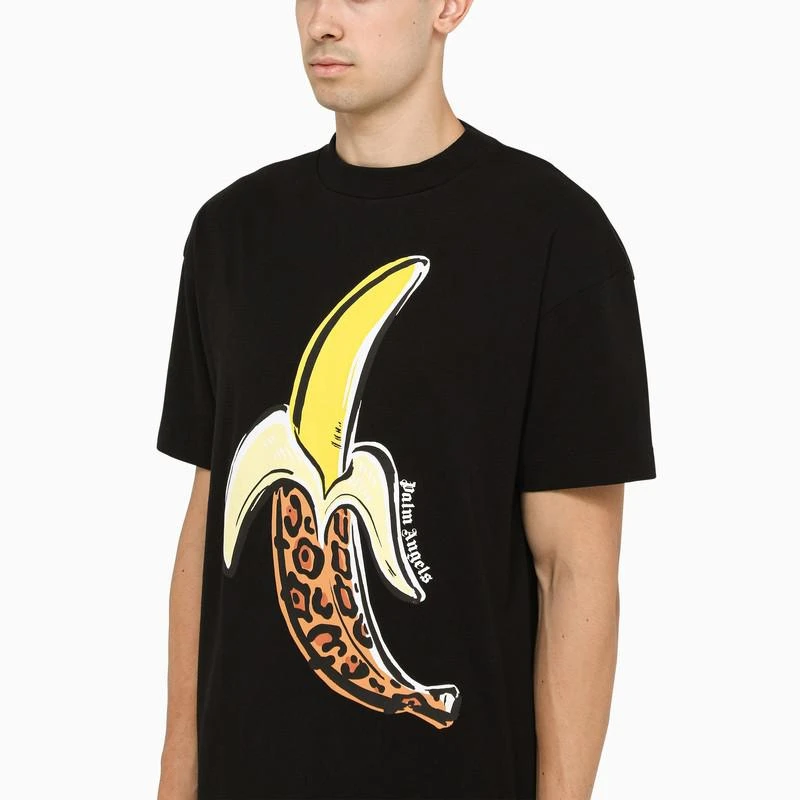 商品Palm Angels|Black t-shirt with a Banana print,价格¥925,第4张图片详细描述