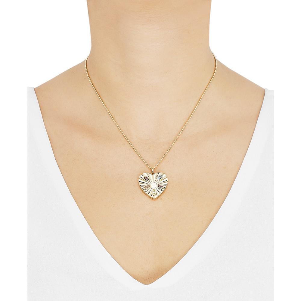 商品Macy's|Multi-Stone (1 ct.tw.) 18" Heart Pendant Necklace in 14k Gold-Plated Sterling Silver,价格¥692,第4张图片详细描述