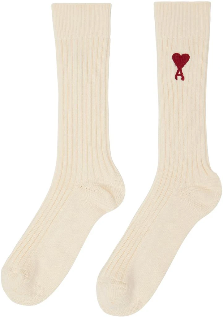 商品AMI|Three-Pack Off-White Ami de Cœur Socks,价格¥599,第3张图片详细描述