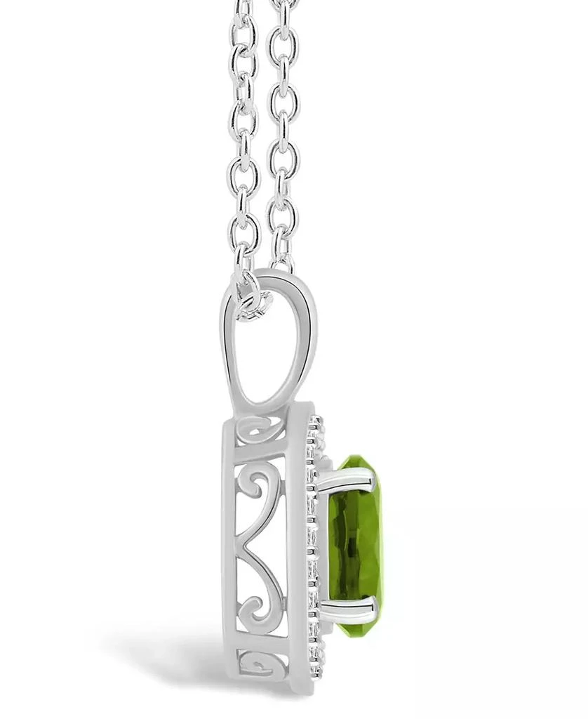 商品Macy's|Peridot (1-1/2 ct. t.w.) and Diamond (1/8 ct. t.w.) Halo Pendant Necklace in Sterling Silver,价格¥4268,第2张图片详细描述