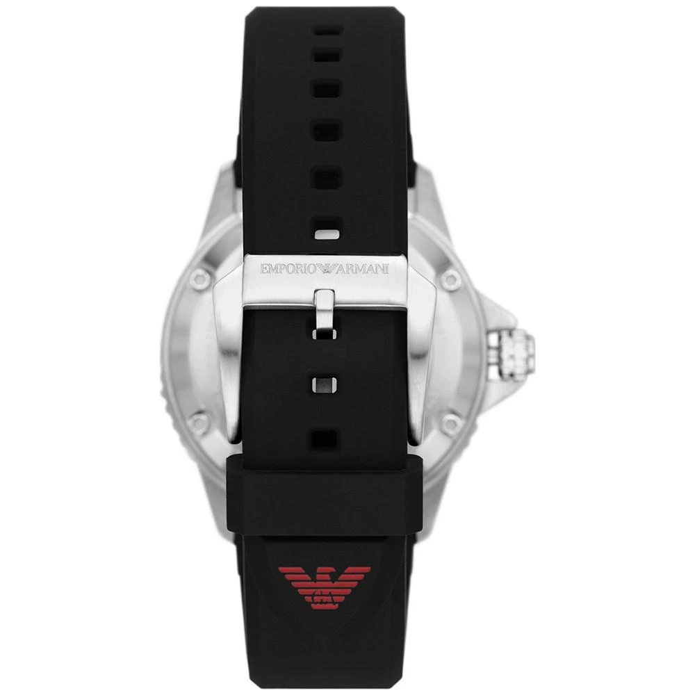 商品Emporio Armani|Men's Automatic Black Silicone Strap Watch 42mm,价格¥2957,第3张图片详细描述