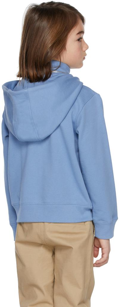 Kids Blue Detachable Hood Studded Monogram Hoodie商品第4张图片规格展示