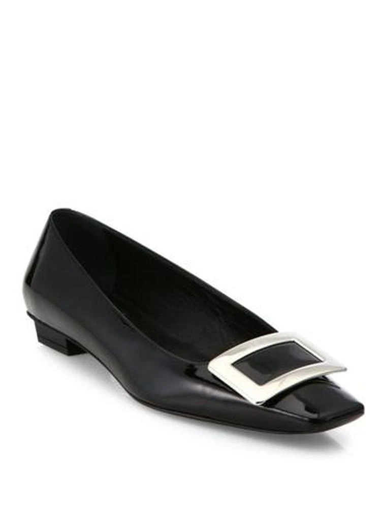 商品Roger Vivier|Roger Vivier - Belle Vivier Leather Mid-Heel Flats,价格¥4881,第1张图片