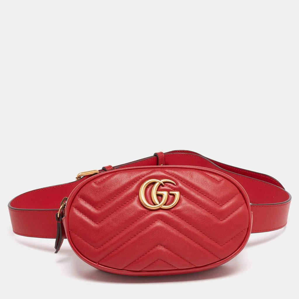 商品[二手商品] Gucci|Gucci Red Matelasse Leather GG Marmont Belt Bag ,价格¥4908,第1张图片