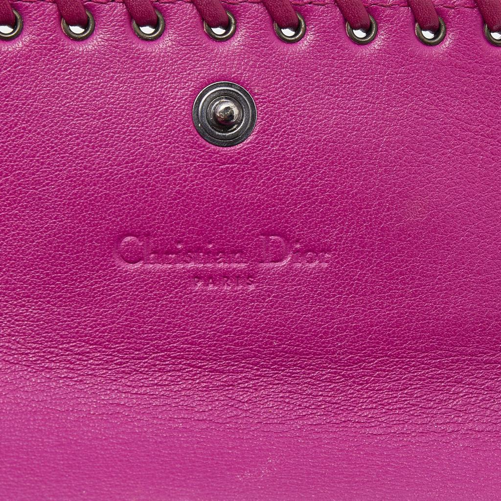Dior Pink Oblique Canvas and Leather Trim Flap Continental Wallet商品第7张图片规格展示