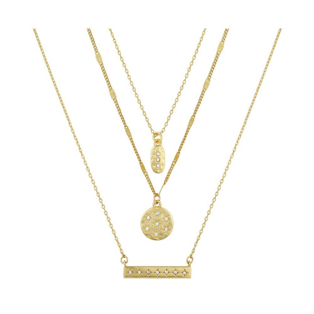 商品Unwritten|14K Gold Flash-Plated 3-Pieces Matte Finish Genuine Crystal Celestial Layered Pendants Set,价格¥215,第1张图片