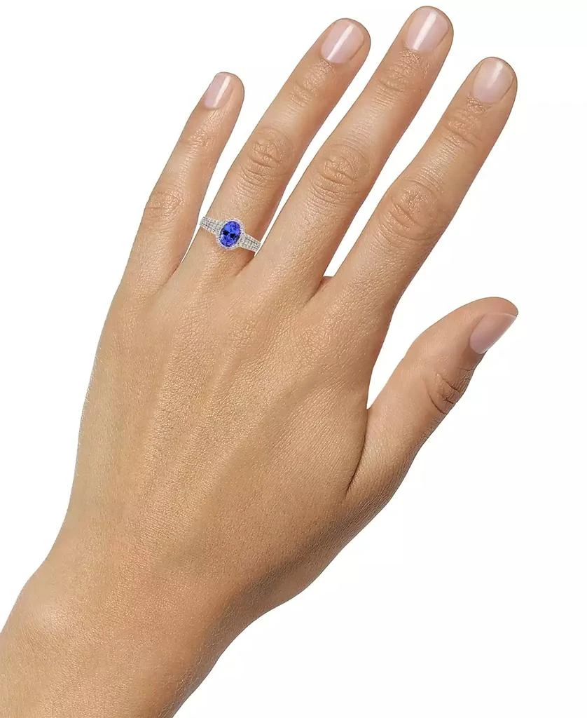 商品Macy's|Tanzanite (1-1/4 ct. t.w.) & Diamond (1/2 ct. t.w.) Halo Multirow Ring in 10k White Gold,价格¥9327,第2张图片详细描述