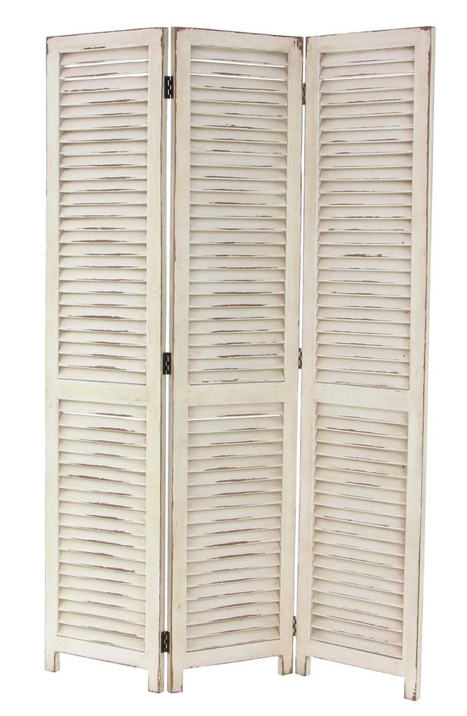 商品SONOMA SAGE HOME|Cream Wood Farmhouse Room Divider Screen with Horizontal Slats,价格¥2398,第4张图片详细描述