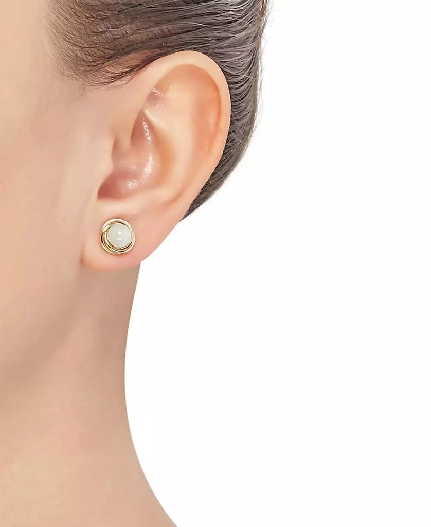 商品Macy's|Jade (6mm) Button Knot Stud Earrings in 10k Gold,价格¥515,第3张图片详细描述