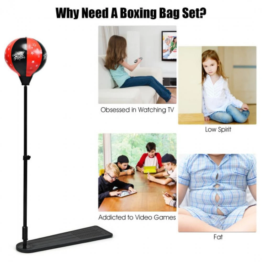 商品Hivvago|Kids Punching Bag with Adjustable Stand and Boxing Gloves,价格¥337,第5张图片详细描述