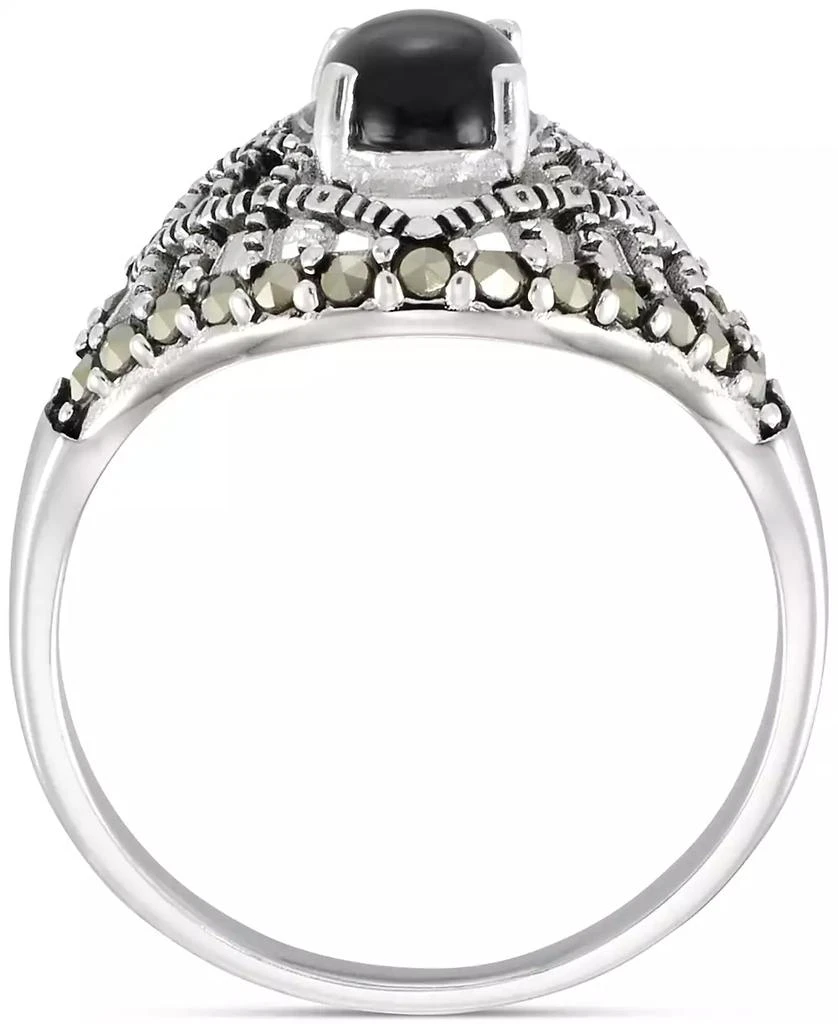 商品Macy's|Onyx & Marcasite (1/3 ct. t.w.) Lattice Ring in Sterling Silver,价格¥328,第3张图片详细描述