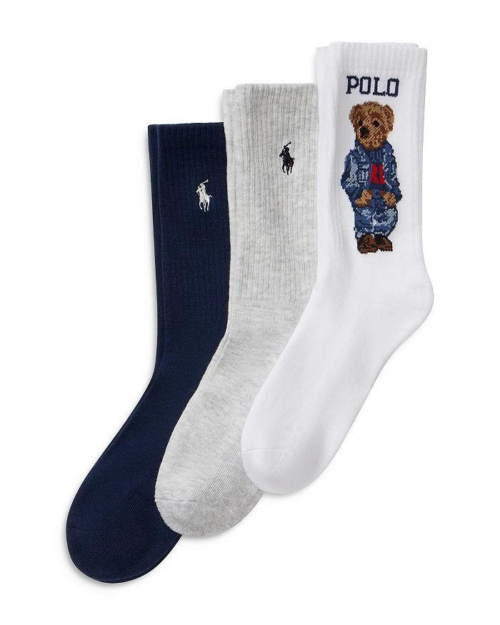 商品Ralph Lauren|Americana Sport Bear Crew Socks, Set of 3,价格¥166,第1张图片详细描述