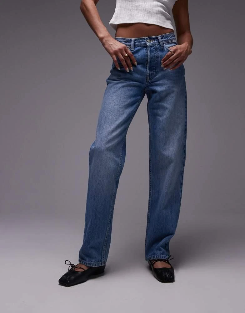 商品Topshop|Topshop Runway mid rise straight jean in bleach,价格¥162,第4张图片详细描述