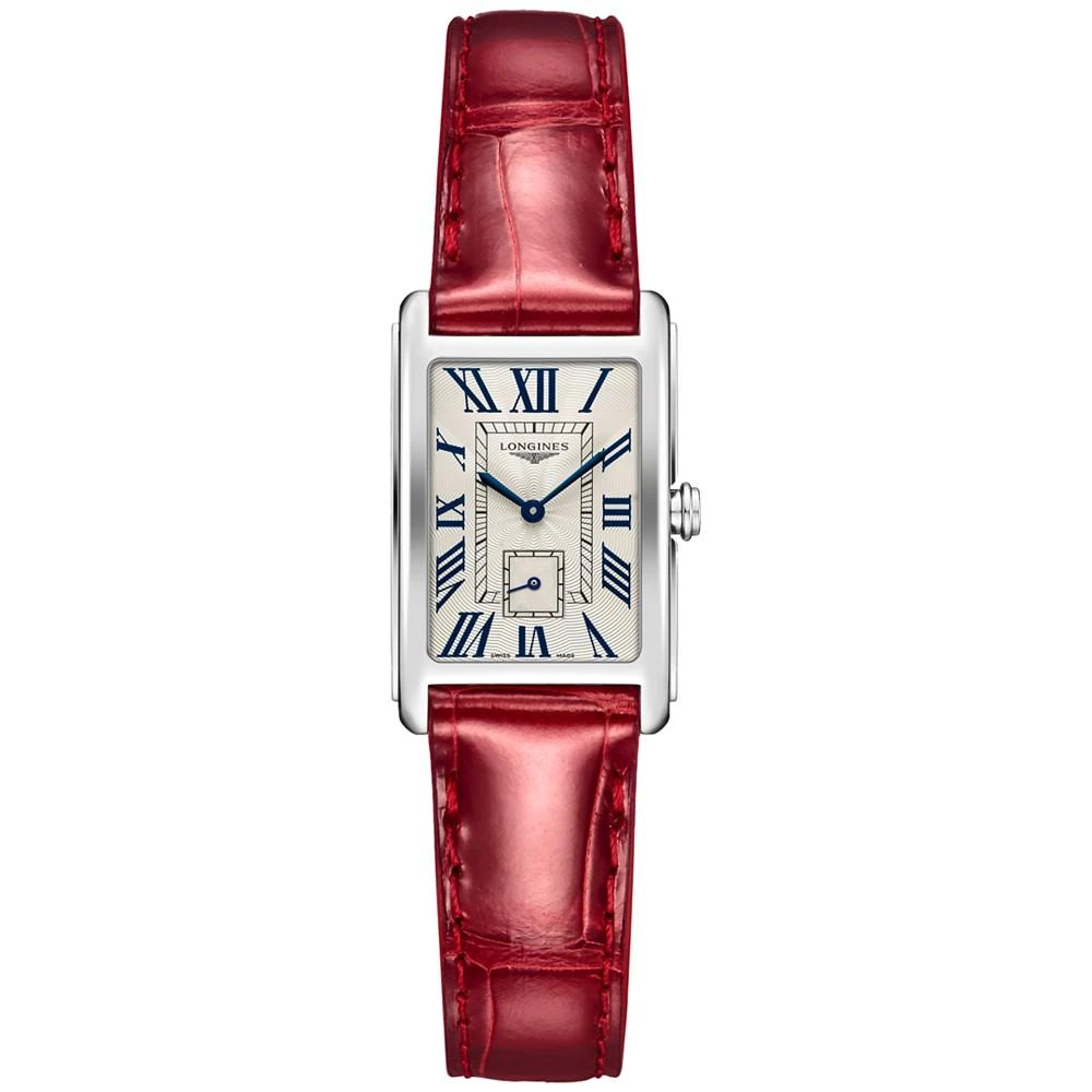 商品Longines|Women's Swiss Automatic DolceVita Red Leather Strap Watch 21x32mm,价格¥10790,第1张图片