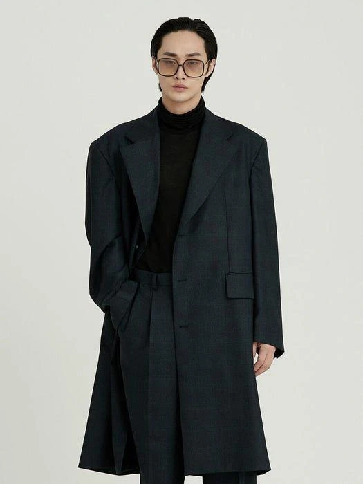 Wool Three Button Oversized Coat Blue 商品
