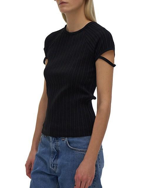 商品Helmut Lang|Rib-Knit Cotton T-Shirt,价格¥1112,第6张图片详细描述