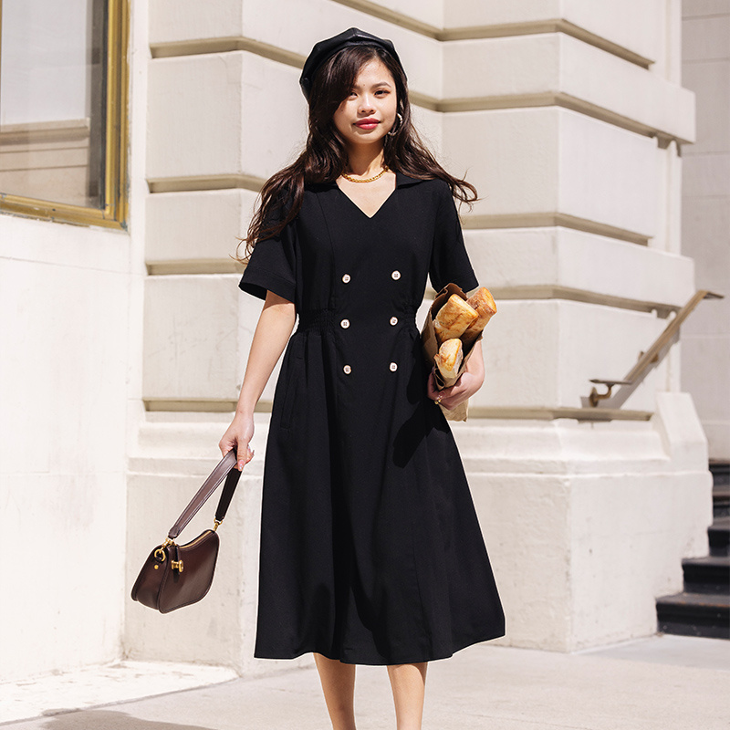 商品[国内直发] Petite Studio NYC|Marina连衣裙-黑色 | Marina Dress - Black,价格¥715,第1张图片