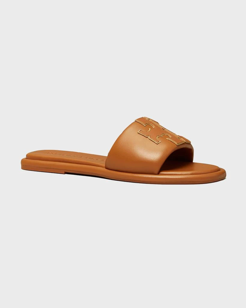 商品Tory Burch|Double T Leather Medallion Slide Sandals,价格¥1535,第2张图片详细描述