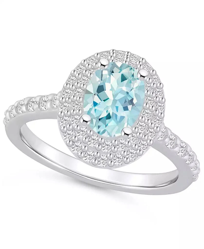 商品Macy's|Aquamarine and Diamond Halo Ring,价格¥12302,第1张图片