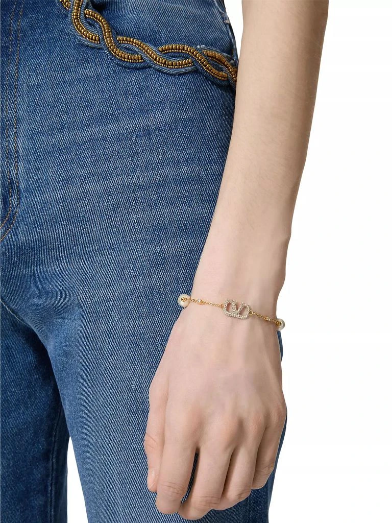 商品Valentino|VLogo Signature Bracelet in Metal, Swarovski® Crystals and Pearls,价格¥5170,第5张图片详细描述