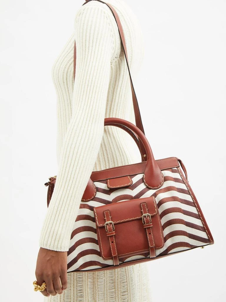商品Chloé|Edith leather-trim striped canvas bag,价格¥6660,第2张图片详细描述